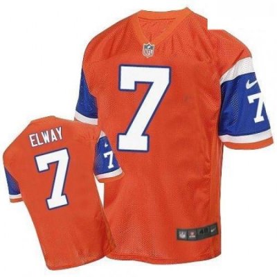 Men Nike Denver Broncos 7 John ElWay Elite Orange ThroWback NFL Jersey