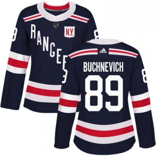 Womens Adidas New York Rangers 89 Pavel Buchnevich Authentic Navy Blue 2018 Winter Classic NHL Jersey