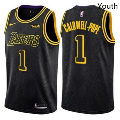 Youth Nike Los Angeles Lakers 1 Kentavious Caldwell Pope Swingman Black NBA Jersey City Edition