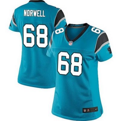 Nike Panthers #68 Andrew Norwell Blue Team Color Women Stitched NFL Jersey