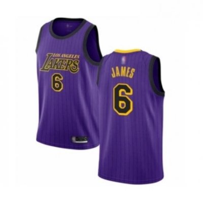 Youth Los Angeles Lakers 6 LeBron James Swingman Purple Basketball Jersey City Edition