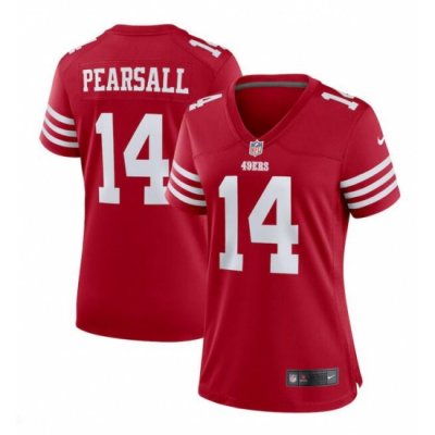 Women San Francisco 49ers 14 Ricky Pearsall Red Stitched Jersey