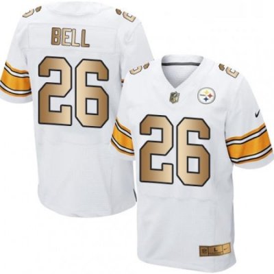 Mens Nike Pittsburgh Steelers 26 LeVeon Bell Elite WhiteGold NFL Jersey