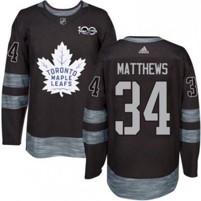 Mens Adidas Toronto Maple Leafs 34 Auston Matthews Authentic Black 1917 2017 100th Anniversary NHL Jersey