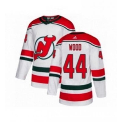 Mens Adidas New Jersey Devils 44 Miles Wood Premier White Alternate NHL Jersey