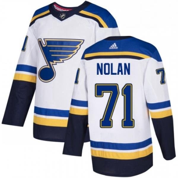 Mens Adidas St Louis Blues 71 Jordan Nolan Authentic White Away NHL Jersey