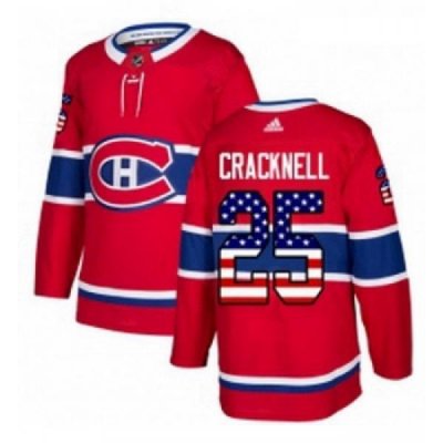 Youth Adidas Montreal Canadiens 25 Adam Cracknell Authentic Red USA Flag Fashion NHL Jersey