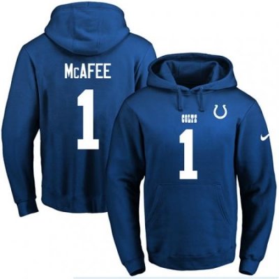 NFL Mens Nike Indianapolis Colts 1 Pat McAfee Royal Blue Name Number Pullover Hoodie