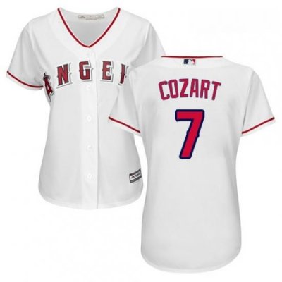 Womens Majestic Los Angeles Angels of Anaheim 7 Zack Cozart Replica White Home Cool Base MLB Jersey