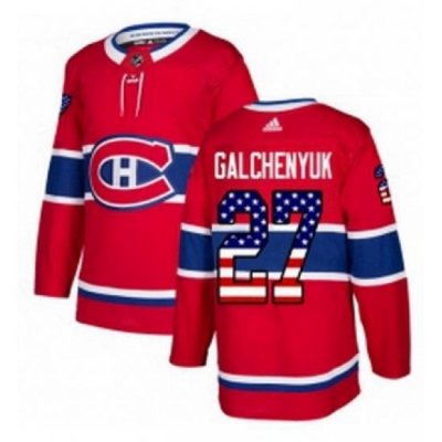 Mens Adidas Montreal Canadiens 27 Alex Galchenyuk Authentic Red USA Flag Fashion NHL Jersey