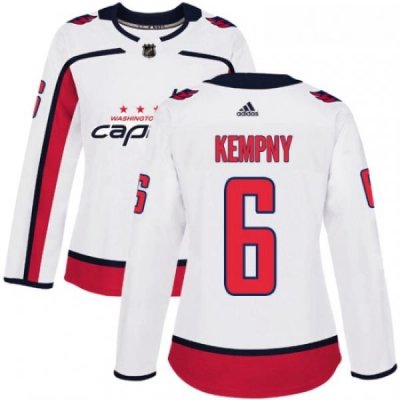 Womens Adidas Washington Capitals 6 Michal Kempny Authentic White Away NHL Jerse