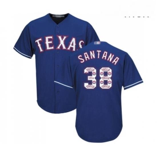 Mens Texas Rangers 38 Danny Santana Authentic Royal Blue Team Logo Fashion Cool Base Baseball Jersey