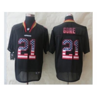 Nike San Francisco 49ers 21 Frank Gore Black Elite USA Flag Fashion NFL Jersey