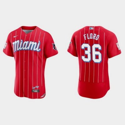 Miami Marlins 36 Dylan Floro Men Nike 2021 City Connect Authentic MLB Jersey Red