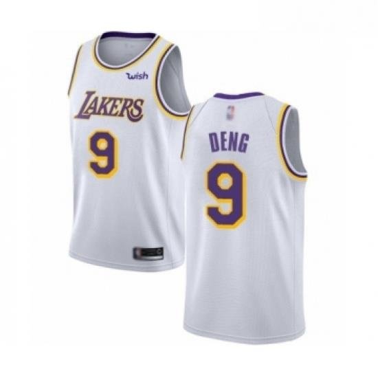 Womens Los Angeles Lakers 9 Luol Deng Authentic White Basketball Jerseys Association Edition