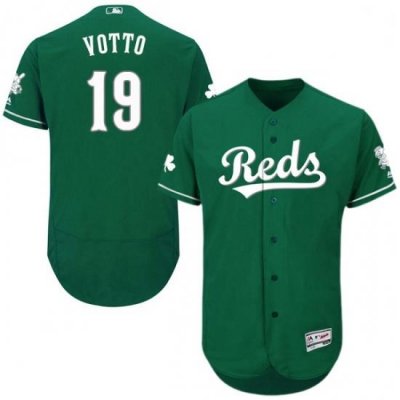 Mens Majestic Cincinnati Reds 19 Joey Votto Green Celtic Flexbase Authentic Collection MLB Jersey