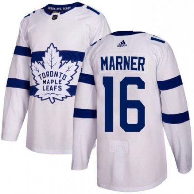 Mens Adidas Toronto Maple Leafs 16 Mitchell Marner Authentic White 2018 Stadium Series NHL Jersey