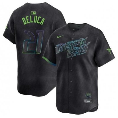 Youth Tampa Bay Rays 21 Jonny DeLuca Charcoal 2024 City Connect Limited Stitched Baseball Jersey