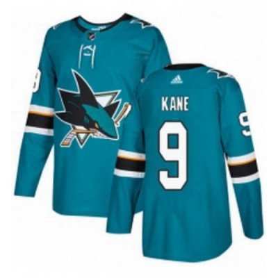 Mens Adidas San Jose Sharks 9 Evander Kane Authentic Teal Green Home NHL Jerse