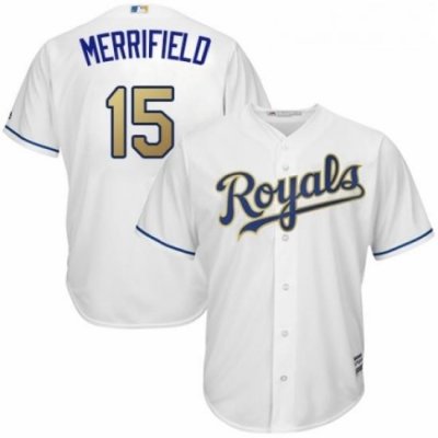 Youth Majestic Kansas City Royals 15 Whit Merrifield Authentic White Home Cool Base MLB Jersey