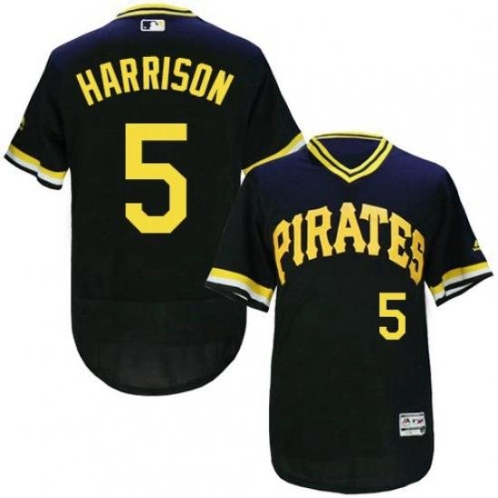 Mens Majestic Pittsburgh Pirates 5 Josh Harrison Black Flexbase Authentic Collection CooperstoWn MLB Jersey