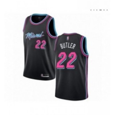 Mens Miami Heat 22 Jimmy Butler Authentic Black Basketball Jersey City Edition