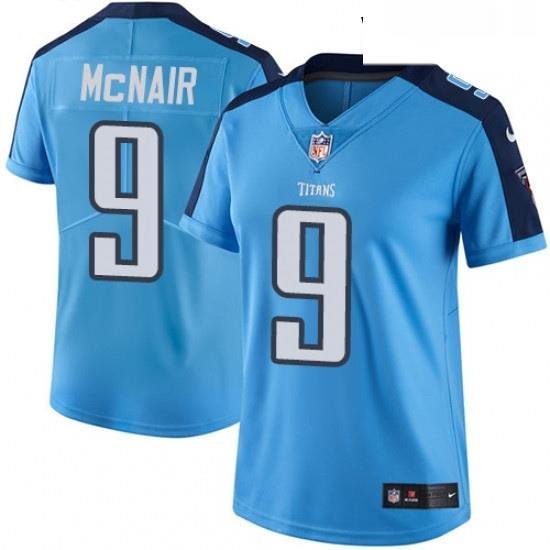 Womens Nike Tennessee Titans 9 Steve McNair Light Blue Team Color Vapor Untouchable Limited Player NFL Jersey