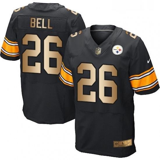 Mens Nike Pittsburgh Steelers 26 LeVeon Bell Elite BlackGold Team Color NFL Jersey