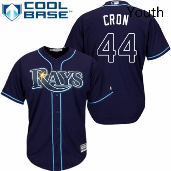 Youth Majestic Tampa Bay Rays 44 C J Cron Authentic Navy Blue Alternate Cool Base MLB Jersey