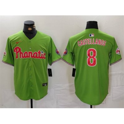 Men Philadelphia Phillies 8 Nick Castellanos Green With Patch Stitched Jersey