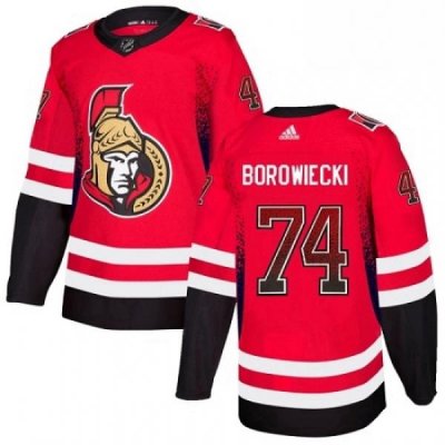 Mens Adidas Ottawa Senators 74 Mark Borowiecki Authentic Red Drift Fashion NHL Jersey