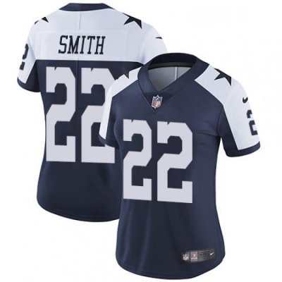 Womens Nike Dallas CoWboys 22 Emmitt Smith Navy Blue ThroWback Alternate Vapor Untouchable Limited Player NFL Jersey