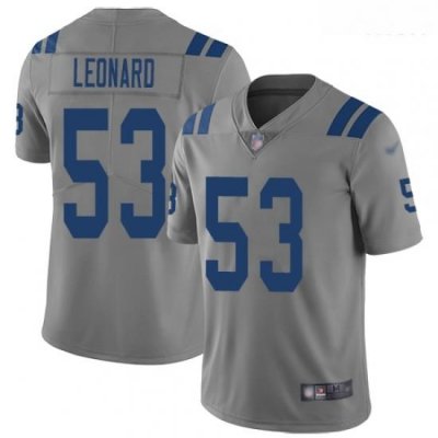 Colts 53 Darius Leonard Gray Men Stitched Football Limited Inverted Legend Jersey