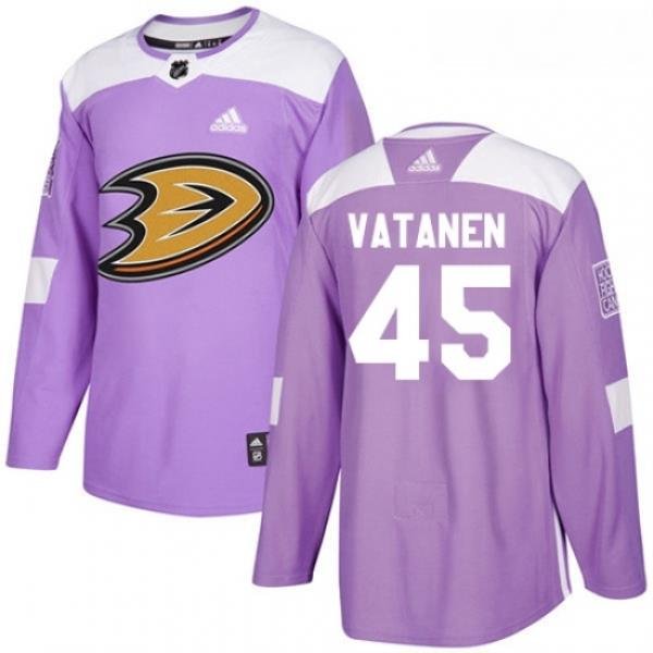 Youth Adidas Anaheim Ducks 45 Sami Vatanen Authentic Purple Fights Cancer Practice NHL Jersey