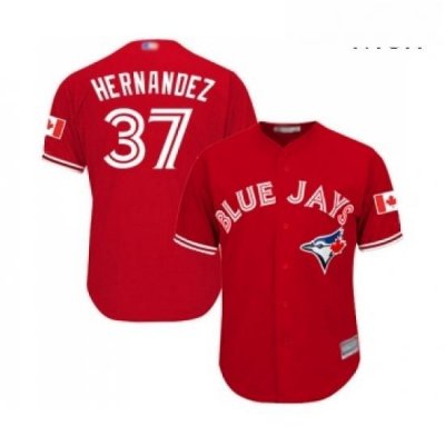 Mens Toronto Blue Jays 37 Teoscar Hernandez Replica Scarlet Alternate Cool Base Baseball Jersey