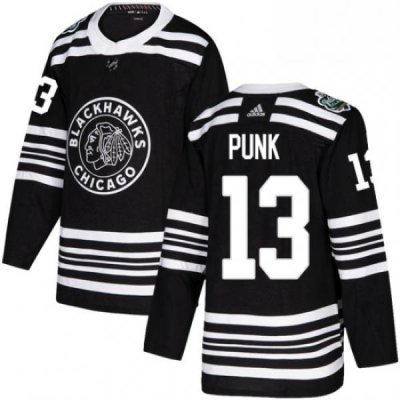 Mens Adidas Chicago Blackhawks 13 CM Punk Authentic Black 2019 Winter Classic NHL Jersey