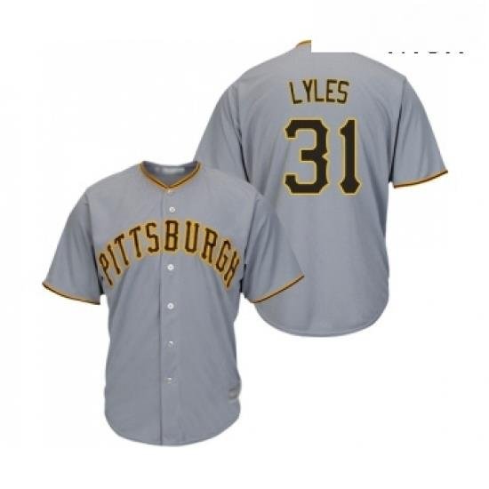 Mens Pittsburgh Pirates 31 Jordan Lyles Replica Grey Road Cool Base Baseball Jersey