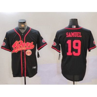 Men San Francisco 49ers 2319 Deebo Samuel Black With Patch Cool Base Stitched Baseball Jersey 1