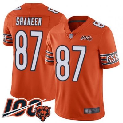 Men Chicago Bears 87 Adam Shaheen Orange Alternate 100th Season Limited Football Jersey