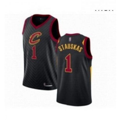 Mens Cleveland Cavaliers 1 Nik Stauskas Authentic Black Basketball Jersey Statement Edition