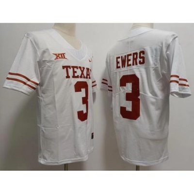 Men Texas Longhorns #3 Quinn Ewers White College Football Jersey