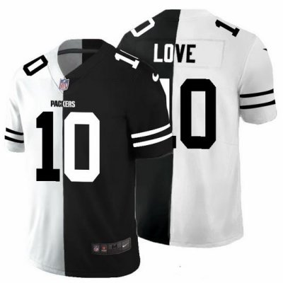 Green Bay Packers 10 Jordan Love Men Black V White Peace Split Nike Vapor Untouchable Limited NFL Jersey