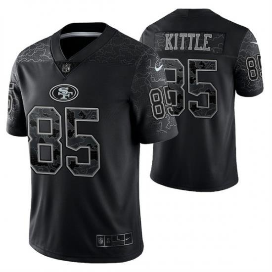 Men San Francisco 49ers 85 George Kittle Black Reflective Limited Stitched Football Jersey