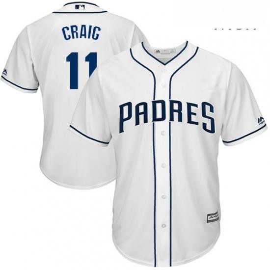 Mens Majestic San Diego Padres 11 Allen Craig Replica White Home Cool Base MLB Jersey