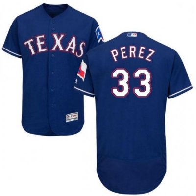 Mens Majestic Texas Rangers 33 Martin Perez Royal Blue Alternate Flex Base Authentic Collection MLB Jersey