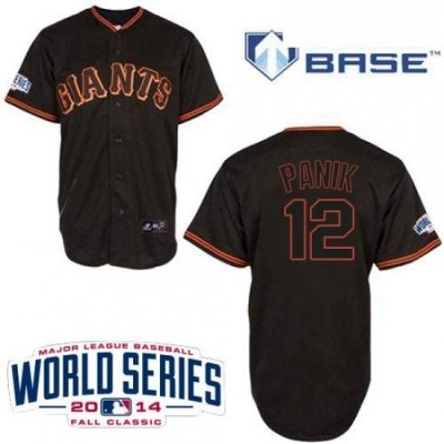 Youth Majestic San Francisco Giants 12 Joe Panik Replica Black Cool Base w2014 World Series Patch MLB Jersey