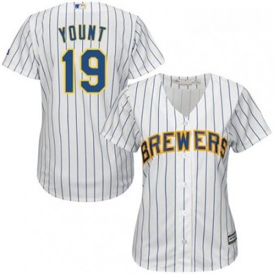 Womens Majestic Milwaukee Brewers 19 Robin Yount Replica White Alternate Cool Base MLB Jersey