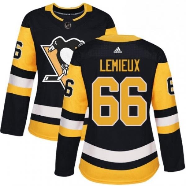 Womens Adidas Pittsburgh Penguins 66 Mario Lemieux Authentic Black Home NHL Jersey