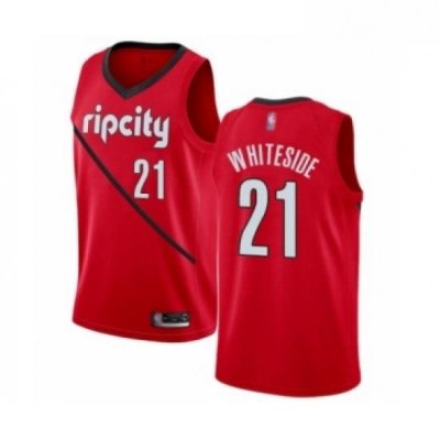 Womens Portland Trail Blazers 21 Hassan Whiteside Red Swingman Jersey Earned Edition