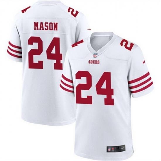 Men San Francisco 49ers 24 Jordan Mason White Stitched Game Football Jersey